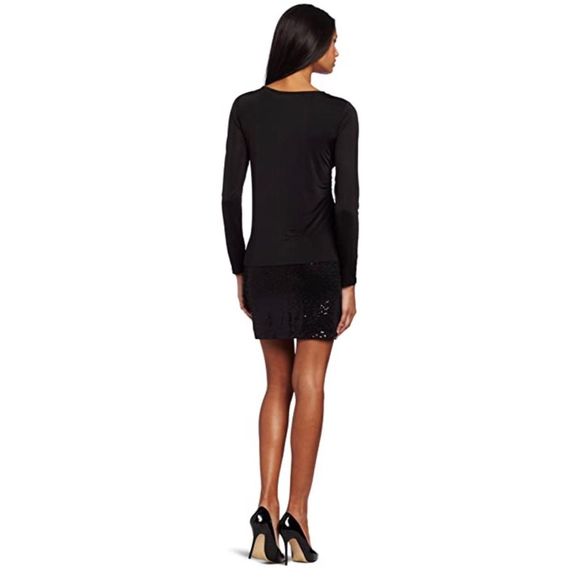 kensie Long Sleeve Black Jersey Dress Sz Large - Picture 2 of 8